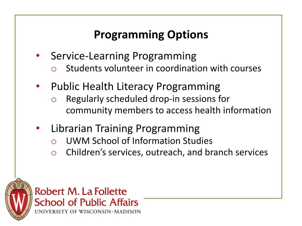 programming options 1