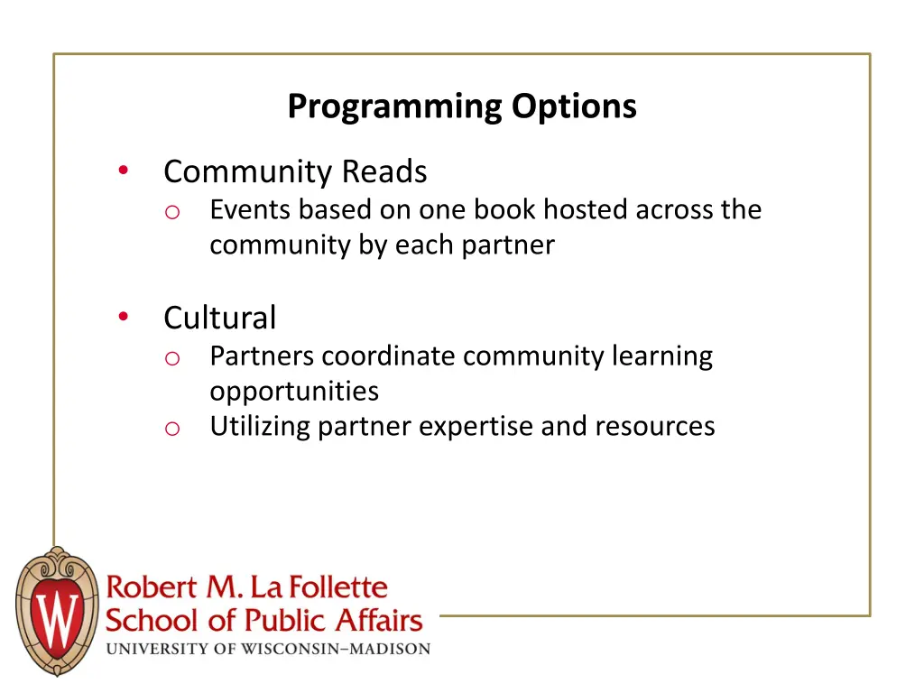 programming options