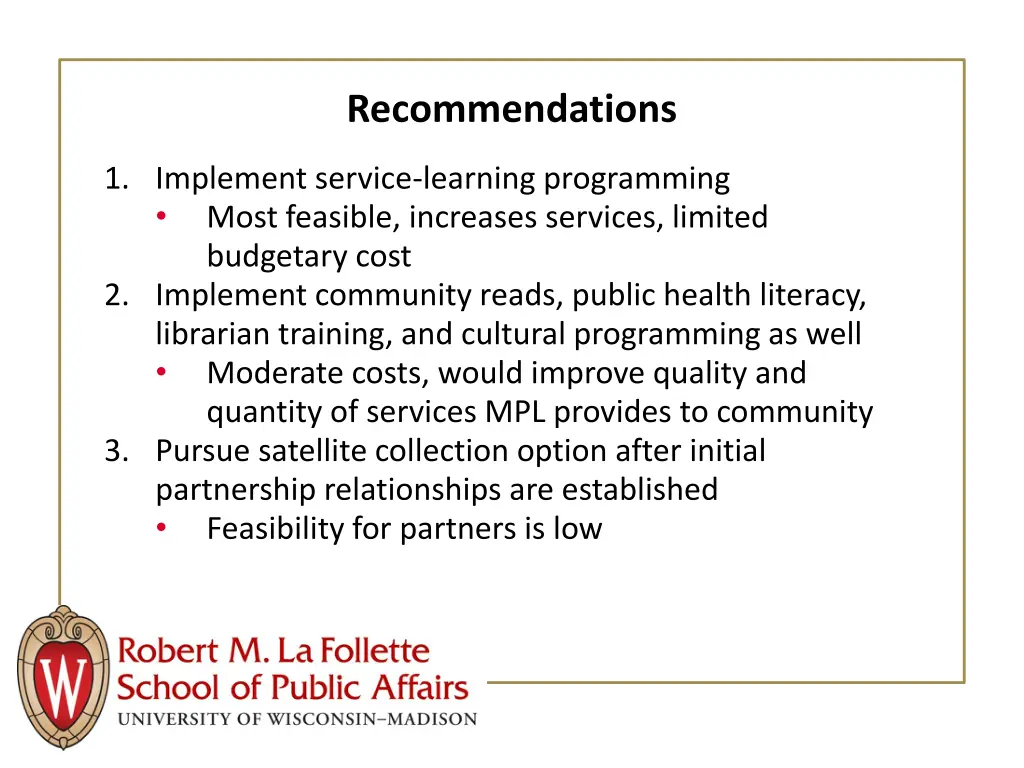 recommendations