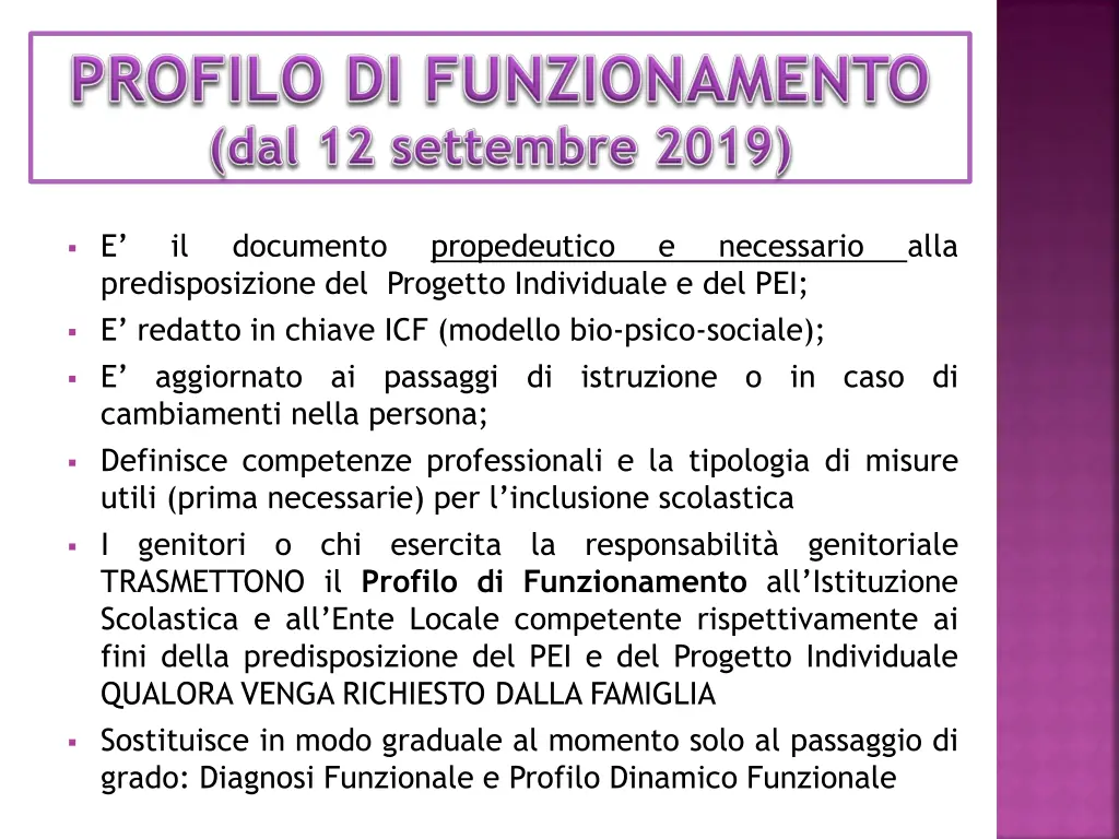 e predisposizione del progetto individuale