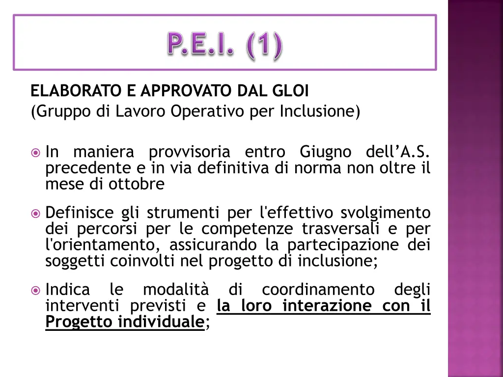 elaborato e approvato dal gloi gruppo di lavoro