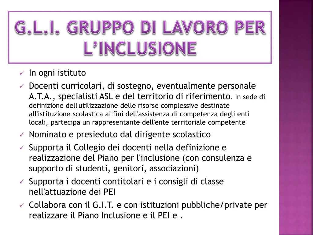 in ogni istituto docenti curricolari di sostegno