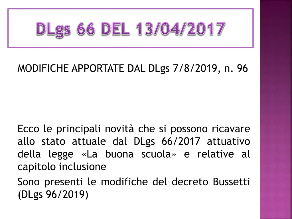 modifiche apportate dal dlgs 7 8 2019 n 96