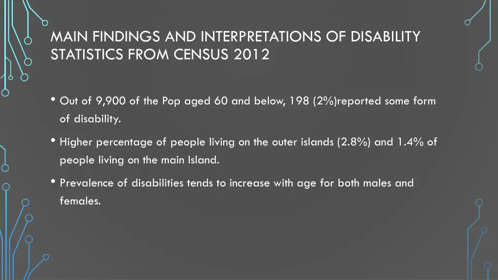 main findings and interpretations of disability