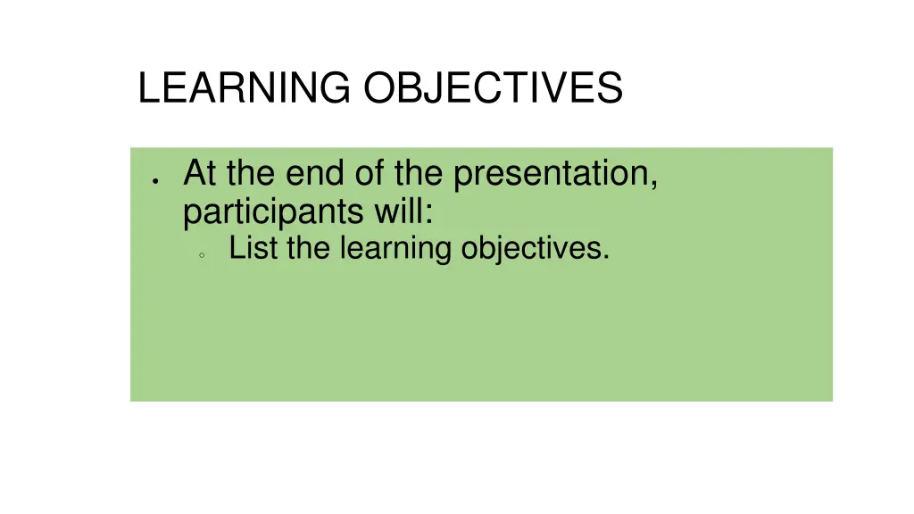 learning objectives