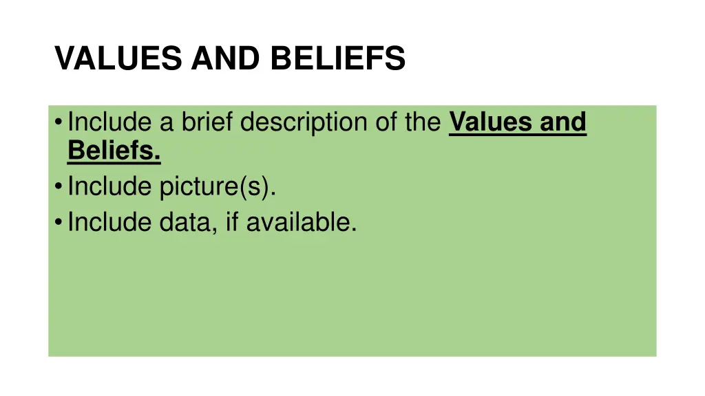 values and beliefs