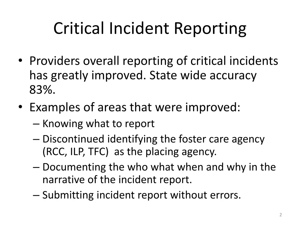 critical incident reporting