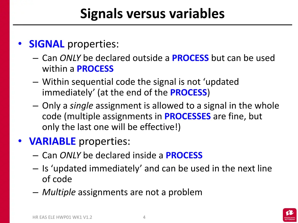signals versus variables