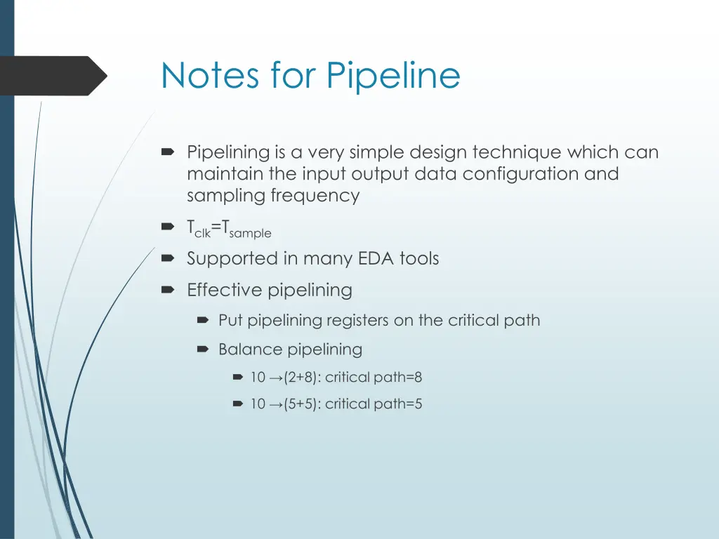 notes for pipeline