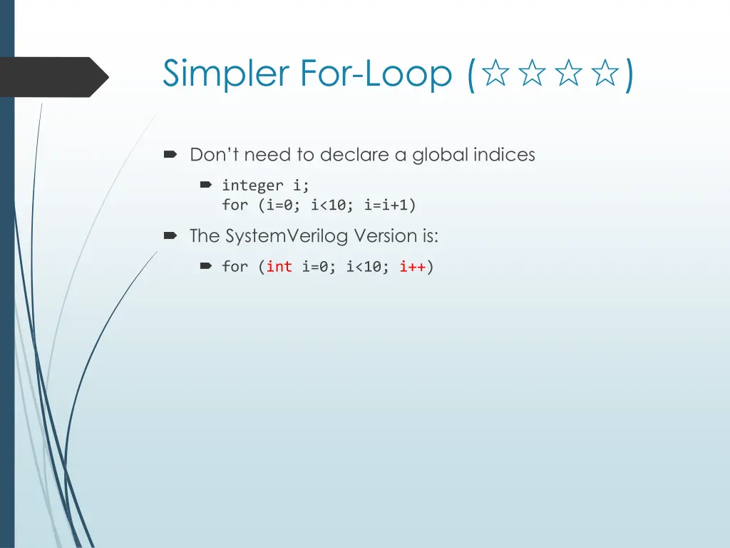 simpler for loop