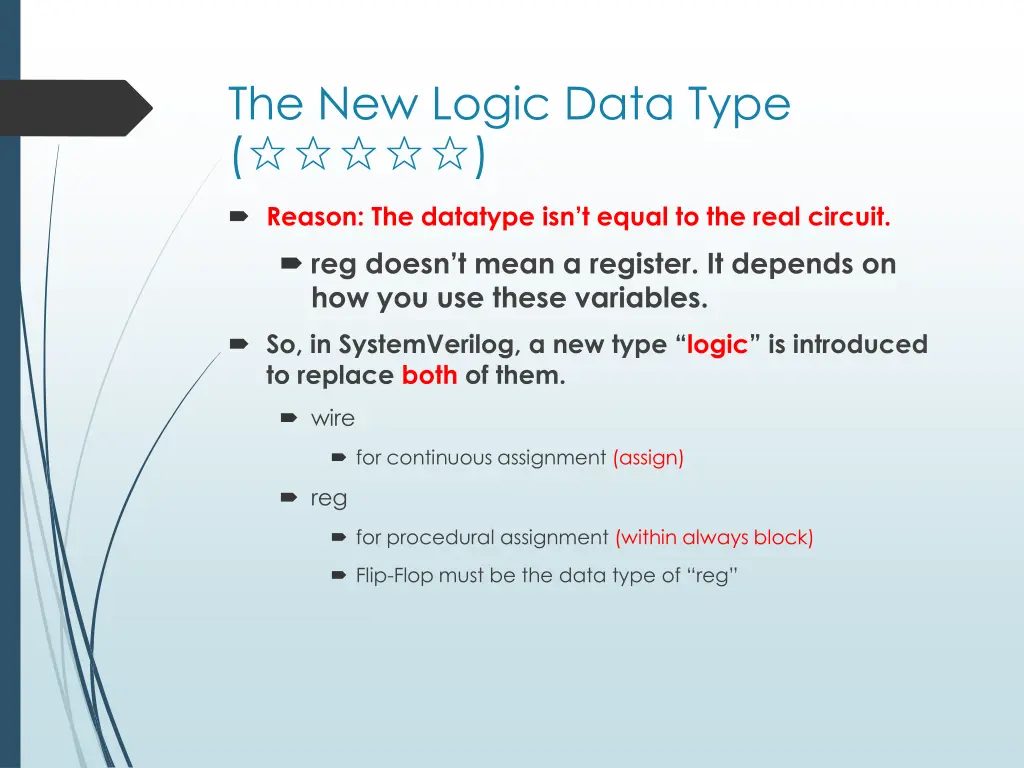 the new logic data type reason the datatype