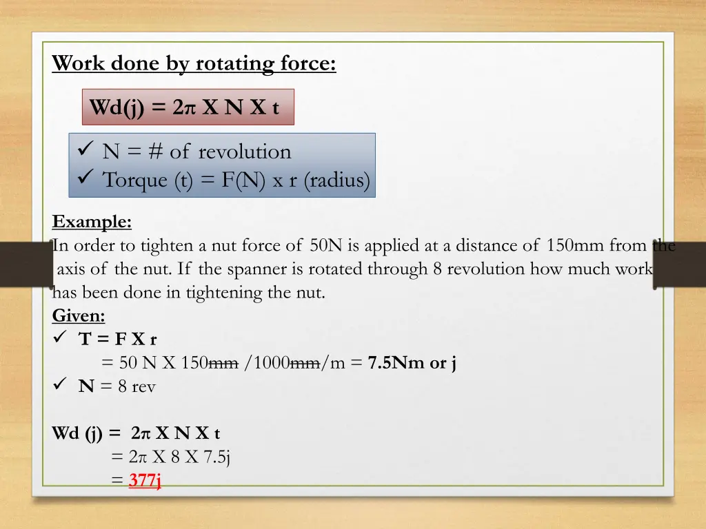 work done by rotating force
