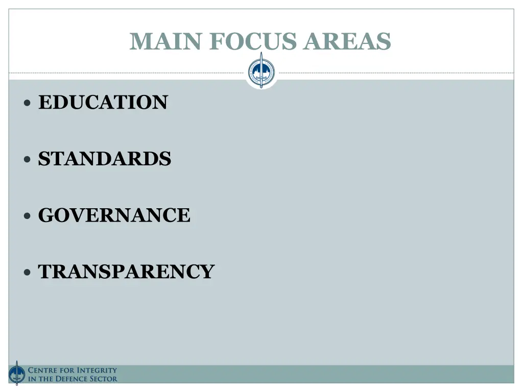 main focus areas education