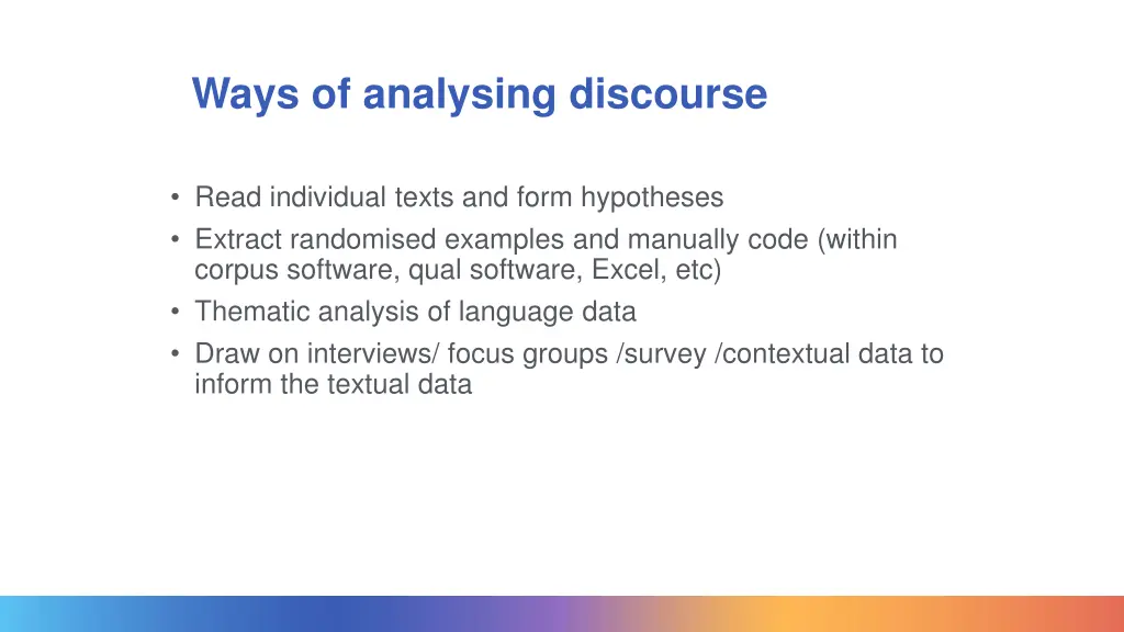 ways of analysing discourse
