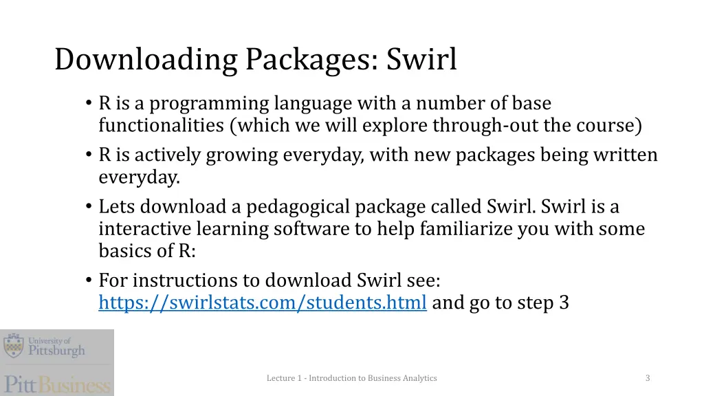downloading packages swirl