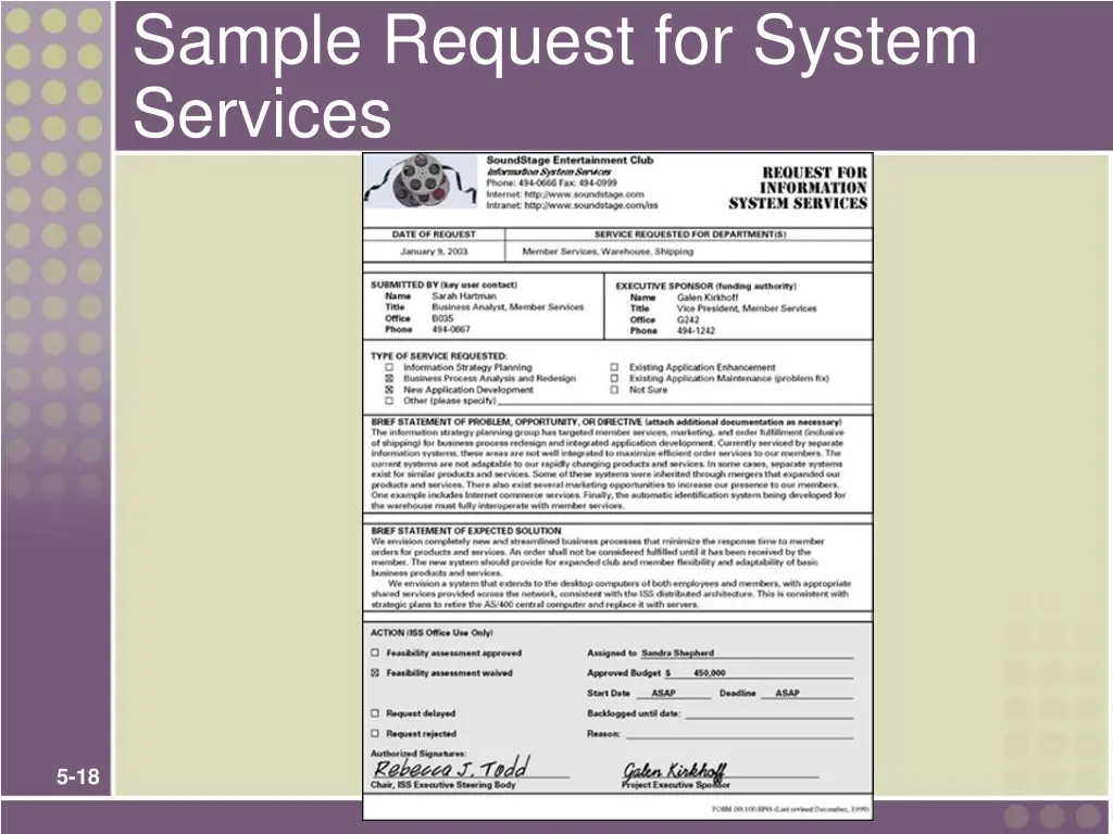 sample request for system services