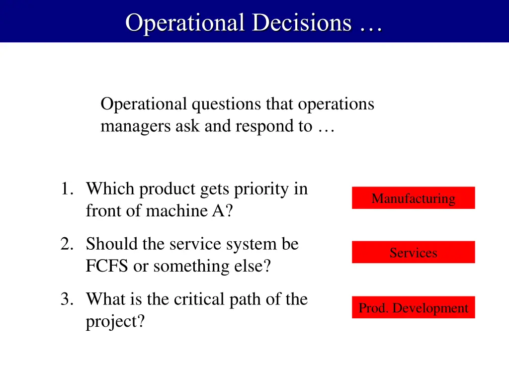 operational decisions
