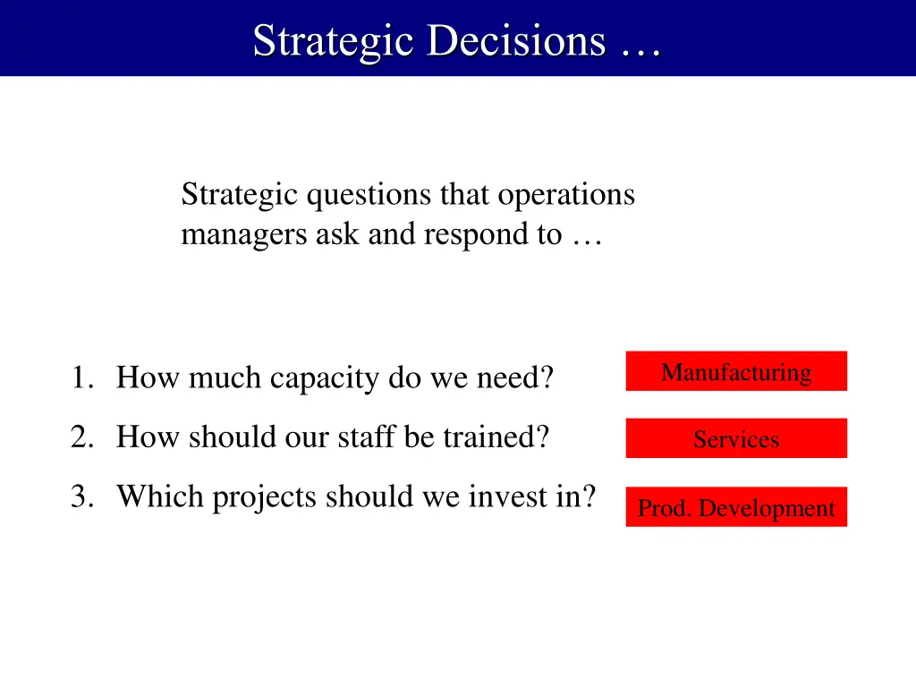 strategic decisions