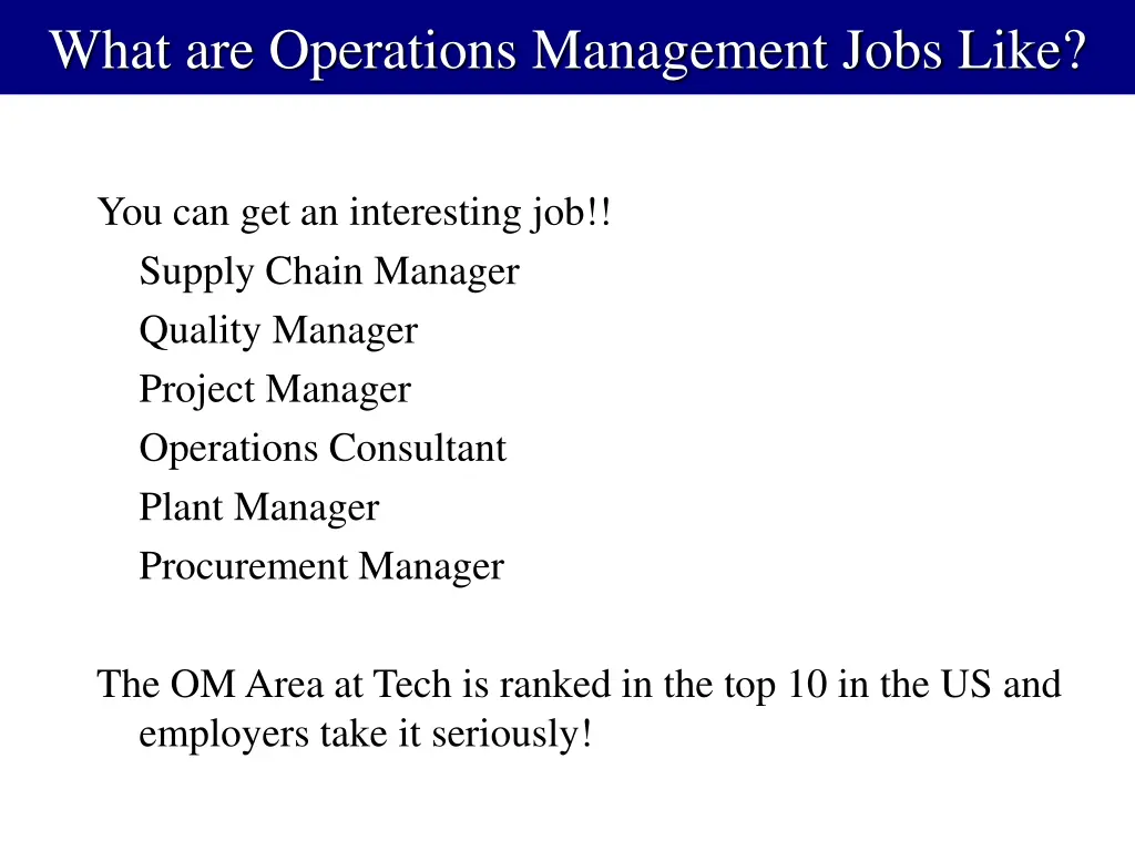 what are operations management jobs like