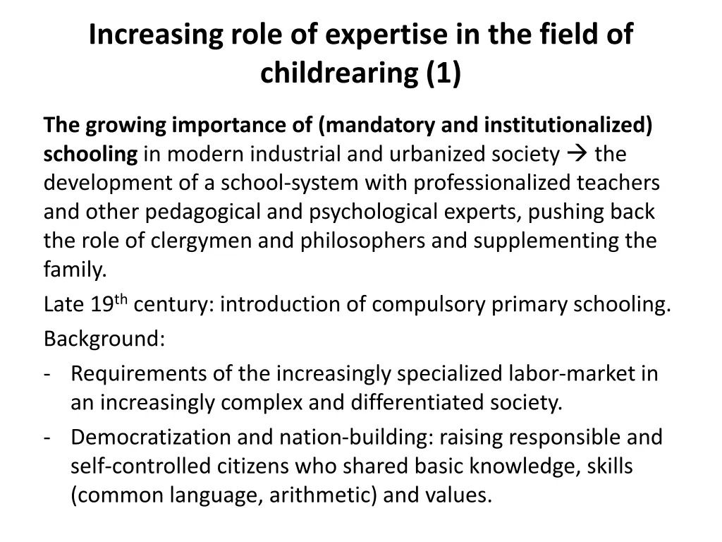 increasing role of expertise in the field