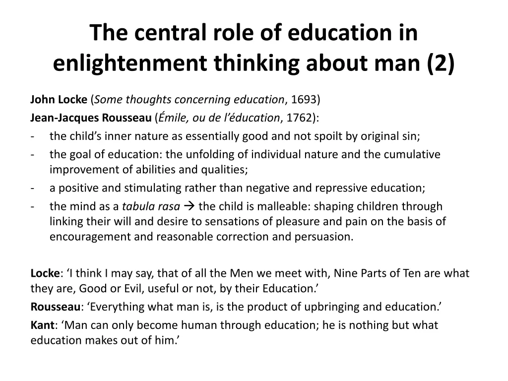 the central role of education in enlightenment 1