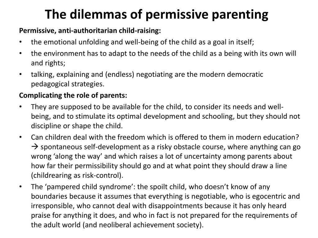 the dilemmas of permissive parenting