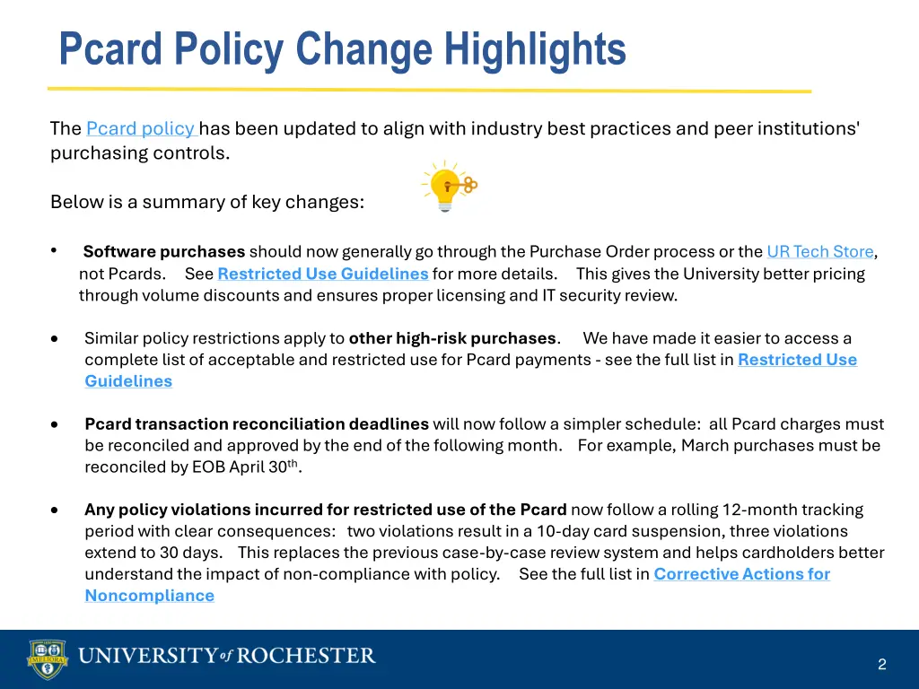 pcard policy change highlights