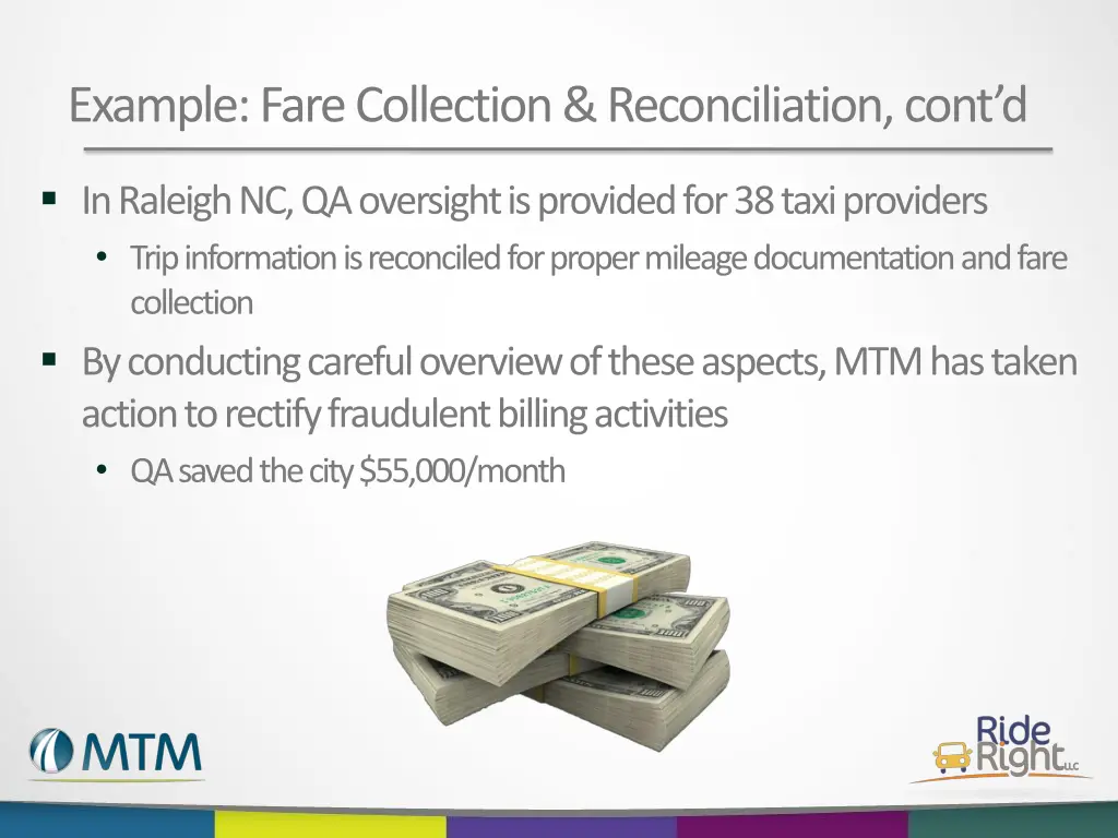 example fare collection reconciliation cont d