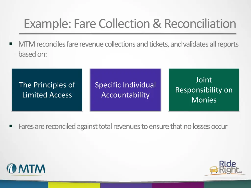 example fare collection reconciliation