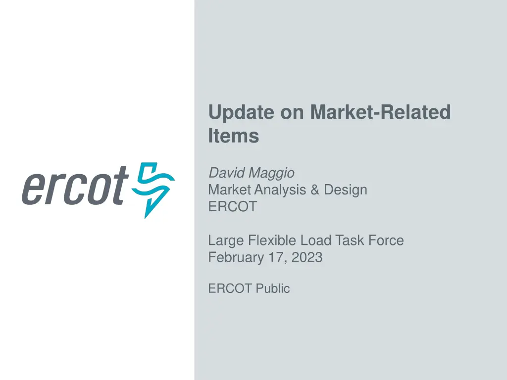 update on market related items