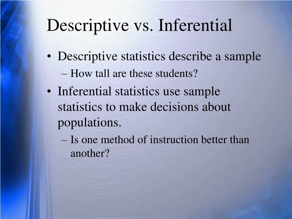 descriptive vs inferential