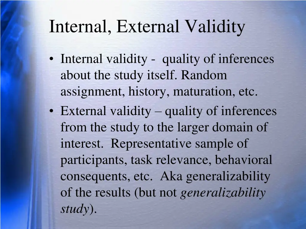 internal external validity