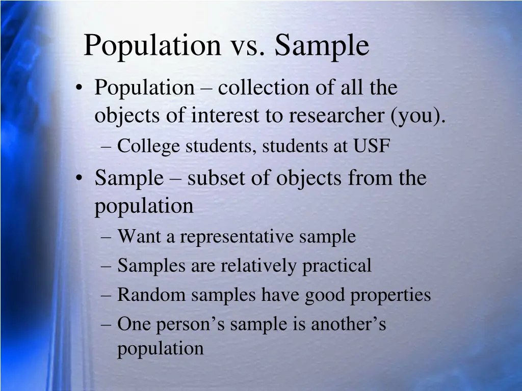 population vs sample population collection