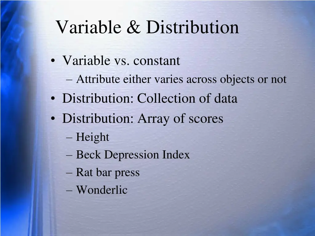 variable distribution