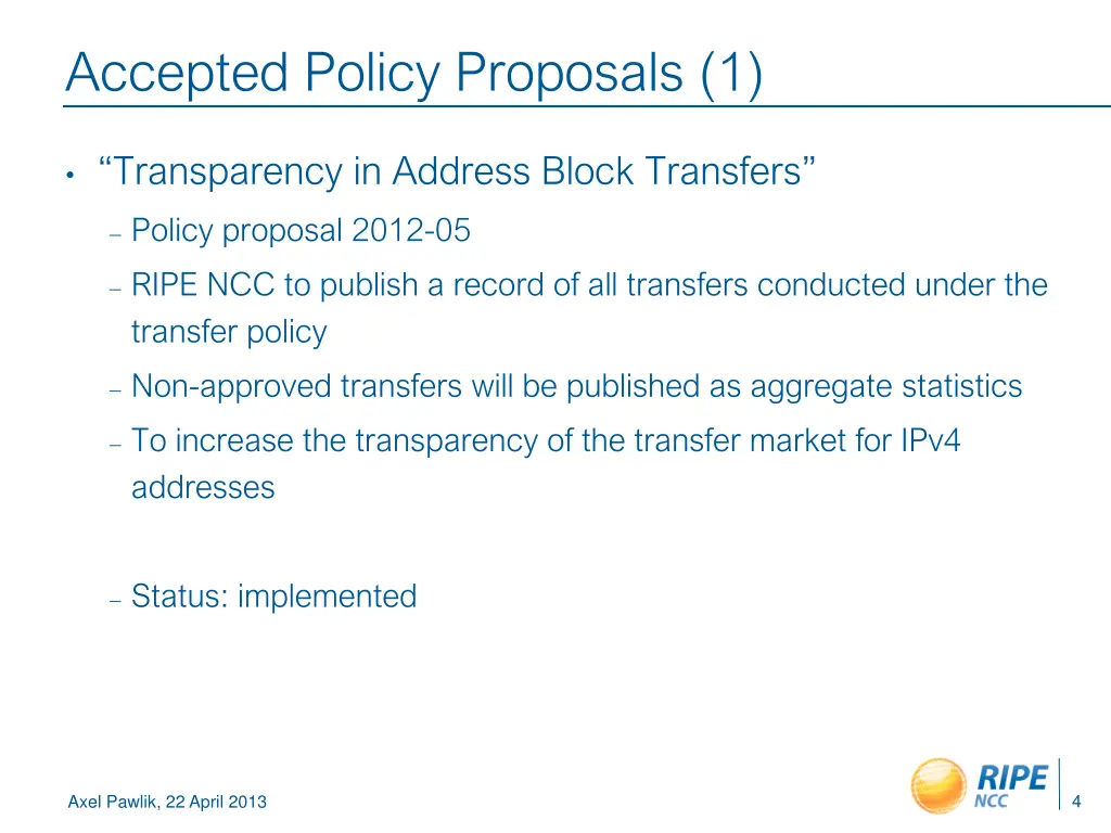 accepted policy proposals 1