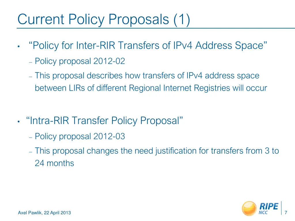 current policy proposals 1