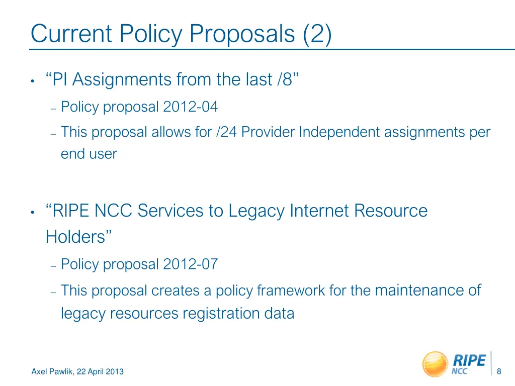 current policy proposals 2