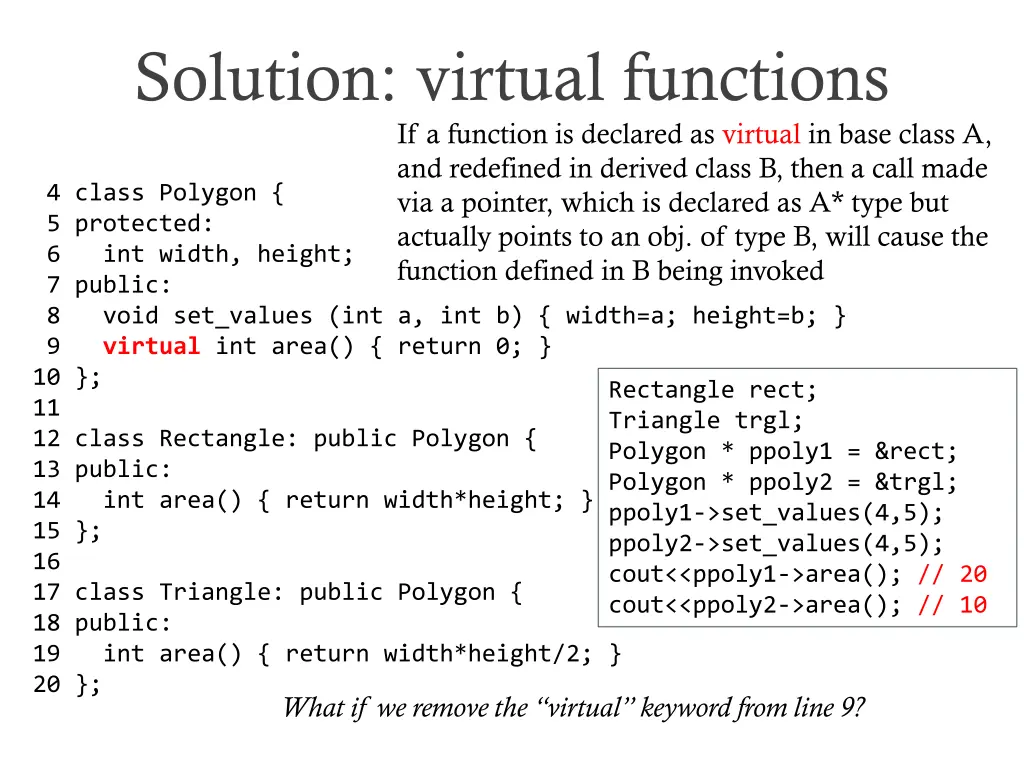 solution virtual functions if a function