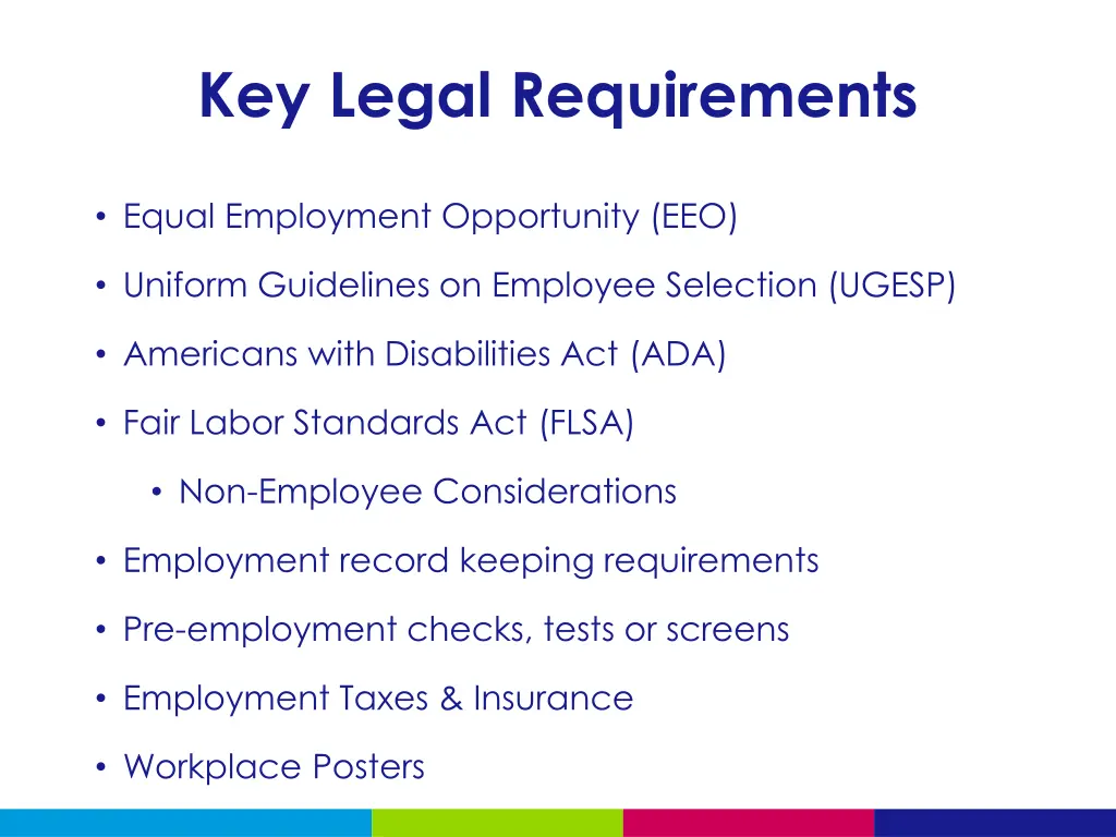 key legal requirements