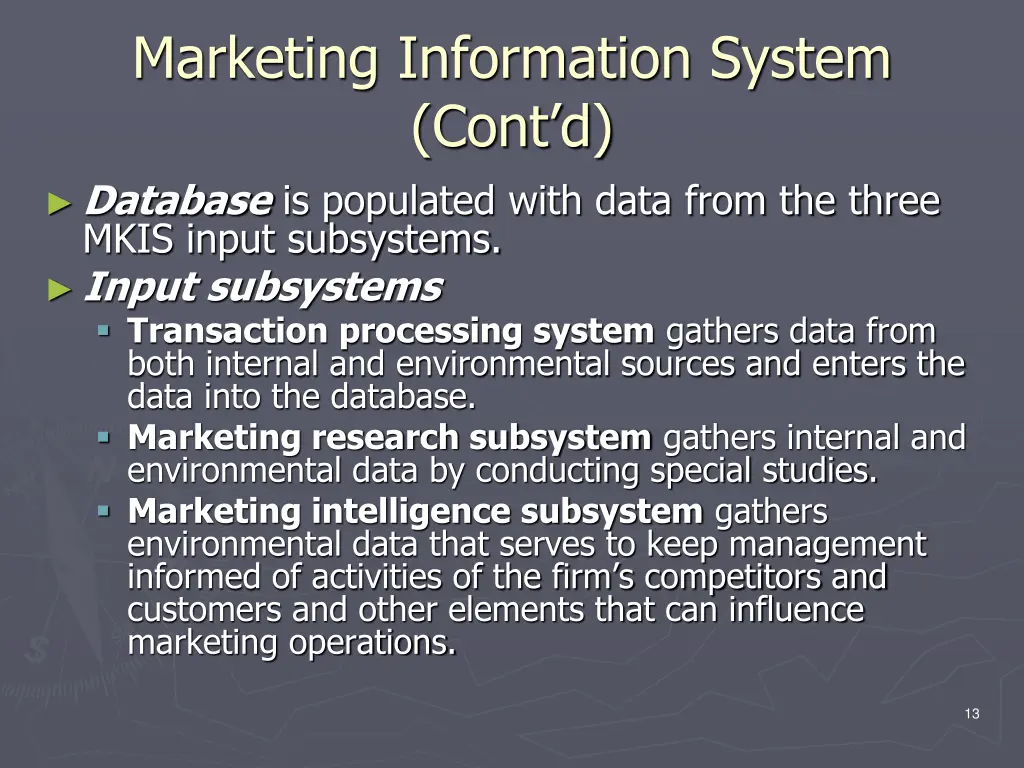 marketing information system cont d