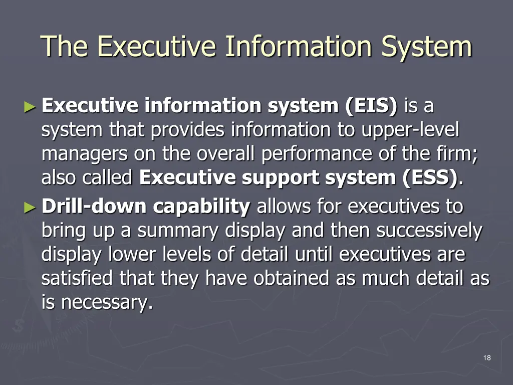 the executive information system