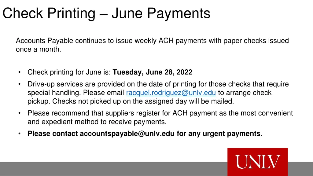 check printing june payments