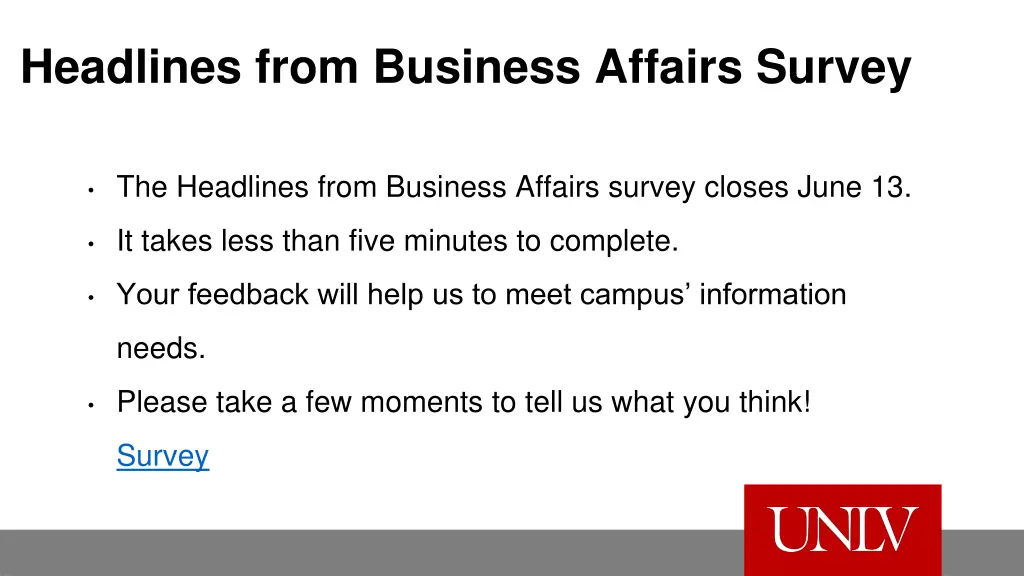 headlines from business affairs survey