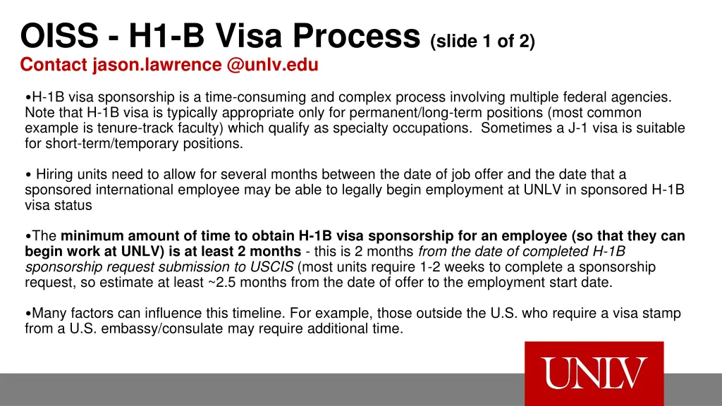 oiss h1 b visa process slide 1 of 2 c ontact