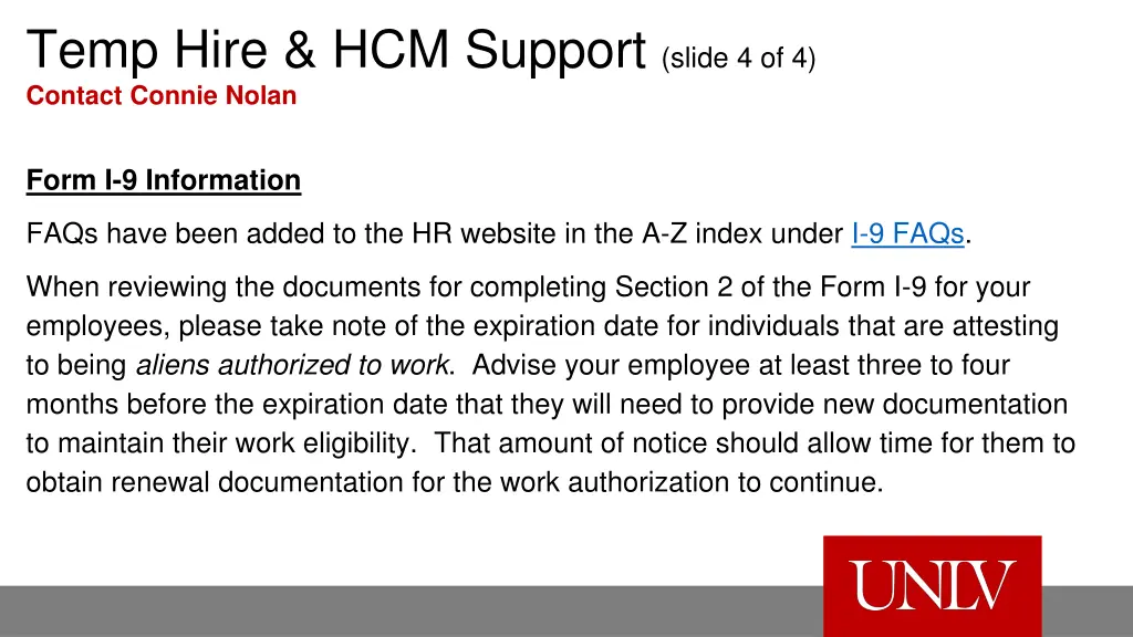 temp hire hcm support slide 4 of 4 contact connie
