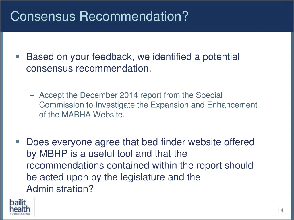 consensus recommendation