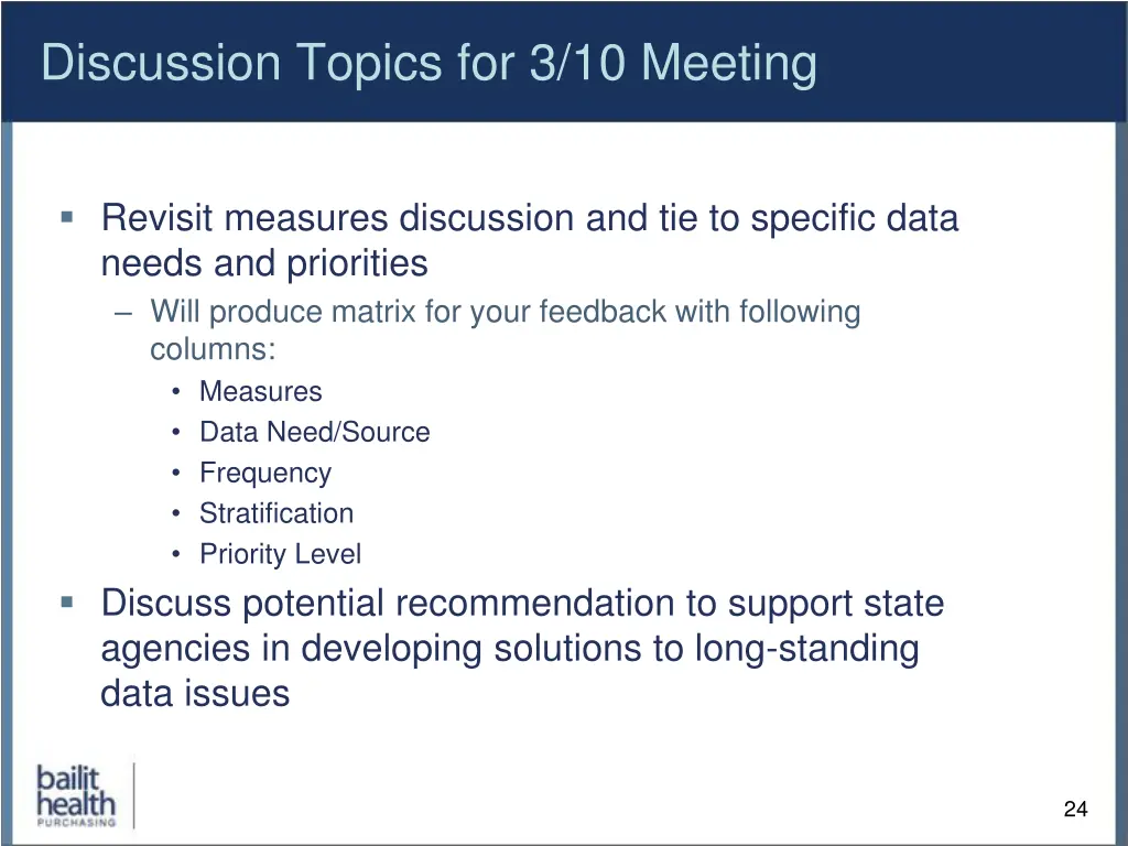 discussion topics for 3 10 meeting