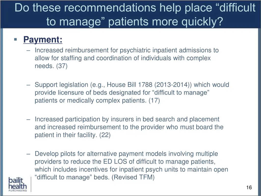 do these recommendations help place difficult