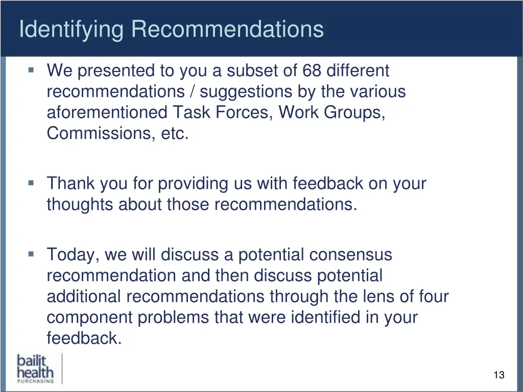 identifying recommendations