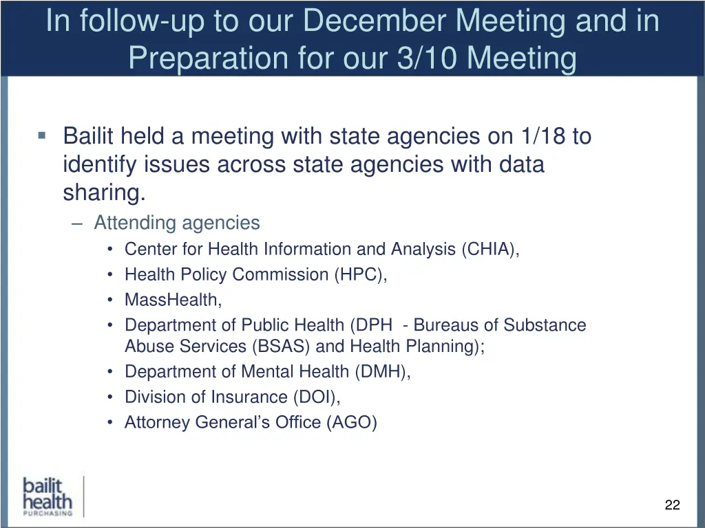in follow up to our december meeting